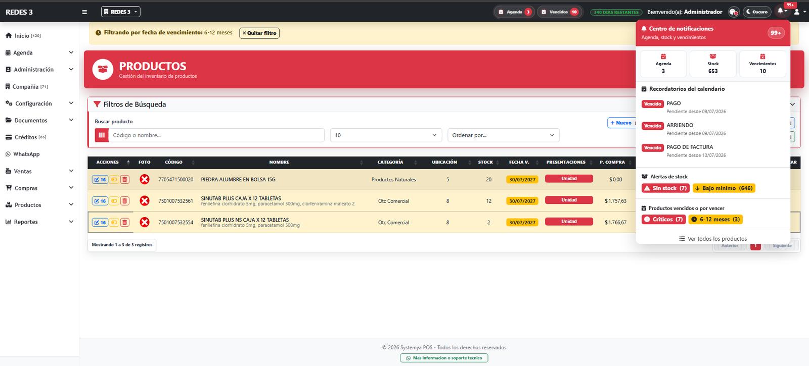 Stock mínimo y alertas de Systemya POS