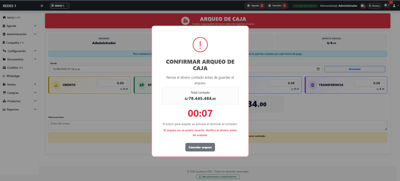 Cierre de caja de Systemya POS